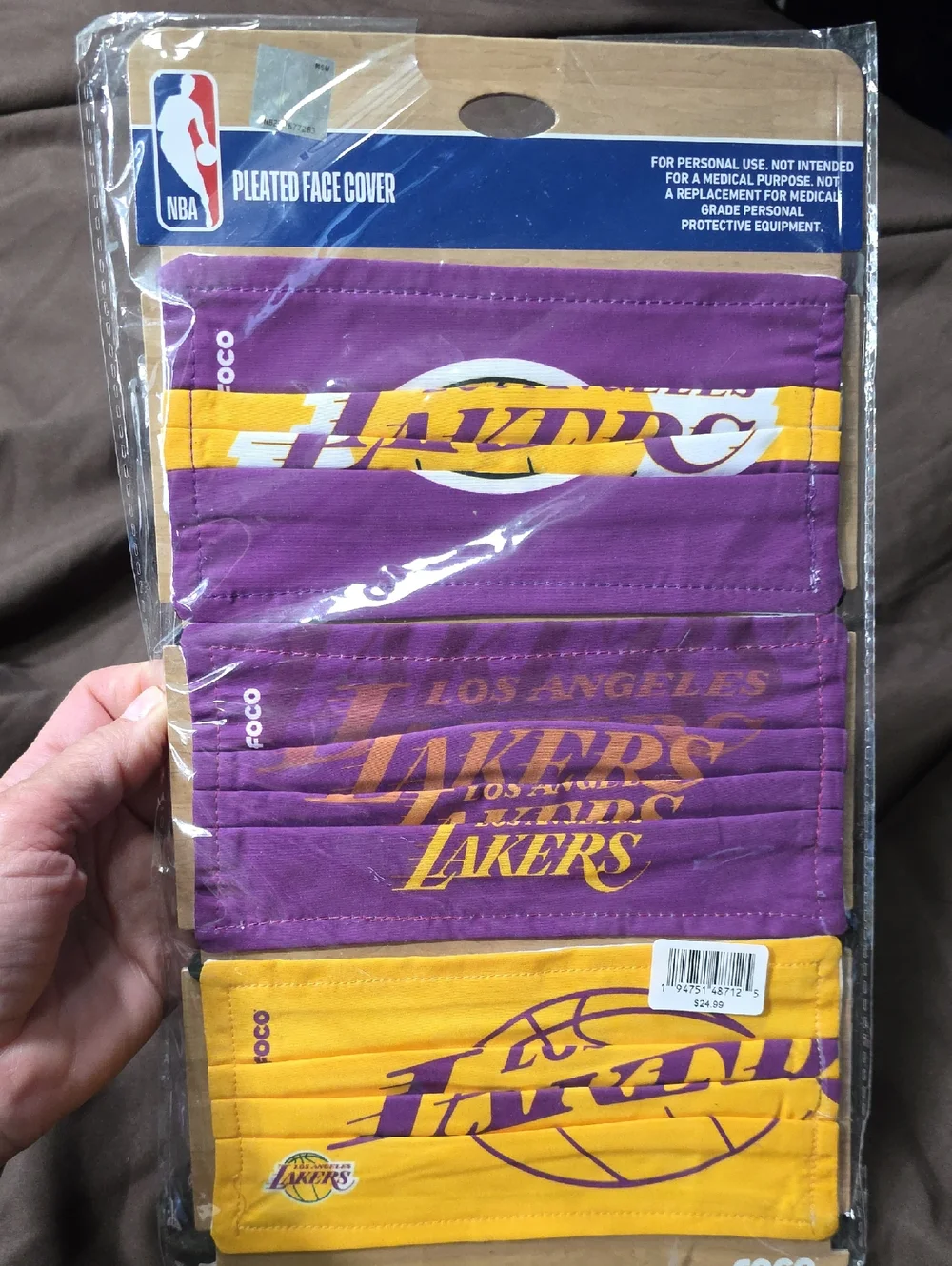 NBA Los Angeles Lakers Face Covers - Purple & Gold (3-Pack)